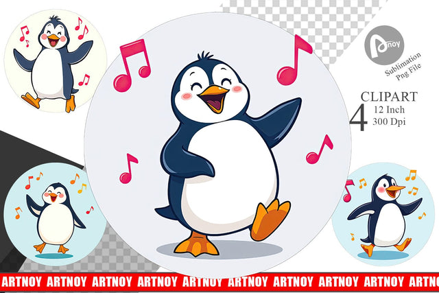 Dancing Penguin Clipart Sublimation artnoy 