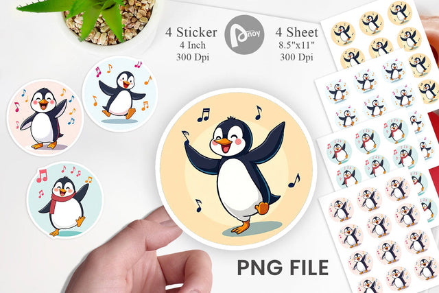 Dancing Penguin Sticker Sublimation artnoy 