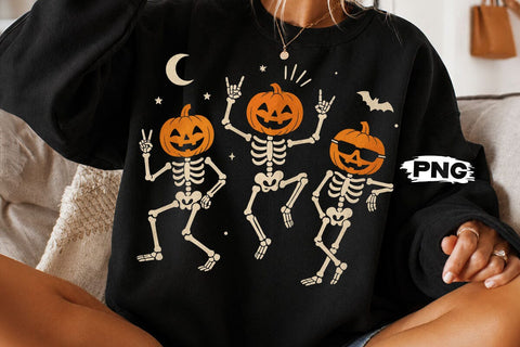 Dancing Pumpkin Skeleton Halloween PNG SVG DesignDestine 