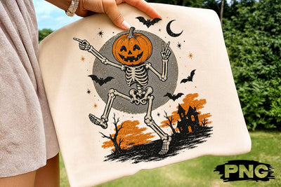 Dancing Pumpkin Skeleton Halloween PNG SVG DesignDestine 