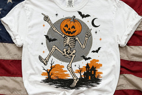 Dancing Pumpkin Skeleton Halloween PNG SVG DesignDestine 