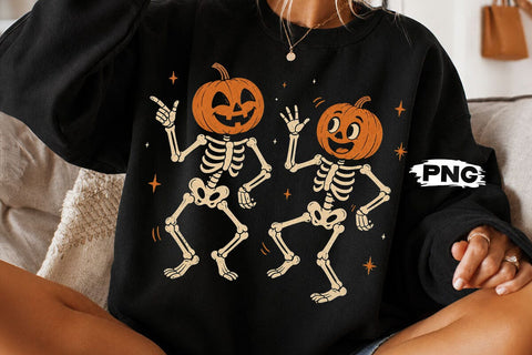 Dancing Pumpkin Skeleton Halloween PNG SVG DesignDestine 
