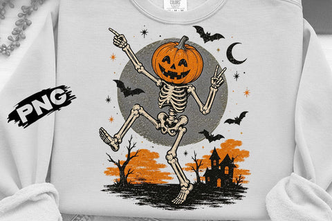 Dancing Pumpkin Skeleton Halloween PNG SVG DesignDestine 