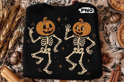 Dancing Pumpkin Skeleton Halloween PNG SVG DesignDestine 