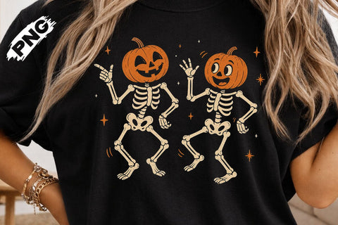 Dancing Pumpkin Skeleton Halloween PNG SVG DesignDestine 