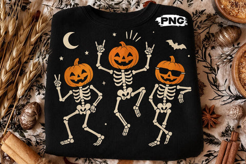 Dancing Pumpkin Skeleton Halloween PNG SVG DesignDestine 