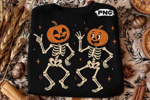 Dancing Pumpkin Skeleton Halloween PNG SVG DesignDestine 