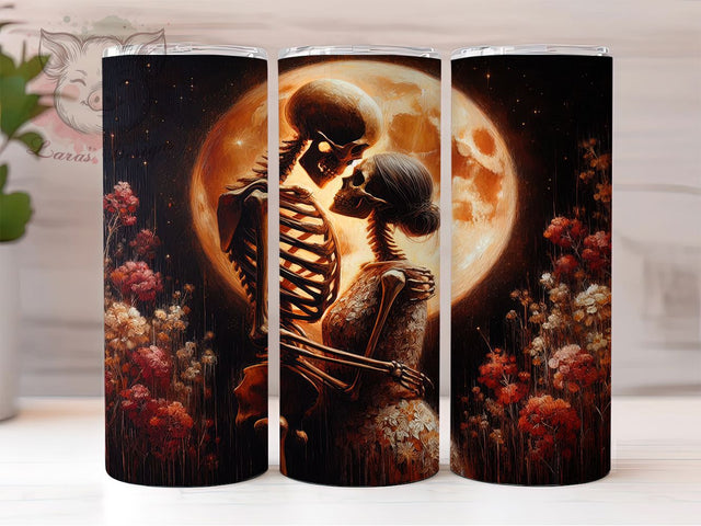 Dancing Skeleton Couple Halloween Tumbler, Dancing Skeleton Wrap, 20oz Sublimation Design, Gothic Couple Cup, Halloween Skeleton Tumbler, Spooky Love Gift, Skeleton Dance Tumbler Sublimation Lara' s Designs 