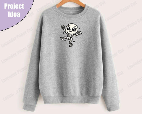 Dancing Skeleton Layered SVG, PNG, Clipart, Cute Kawaii Skeleton, Halloween SVG, Spooky Season, Cut File for Cricut or Silhouette SVG Lavender Paper Cut 
