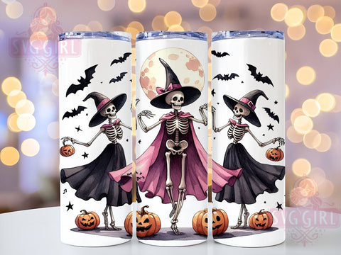Dancing Skeleton Tumbler, Halloween Skeleton Design, Spooky Season Wrap, 20 oz Tumbler, Digital Download, Sublimation PNG, Witch Decor, Halloween Gift Sublimation SvggirlplusArt 