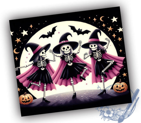 Dancing Skeleton Tumbler, Spooky Season Design, Sublimation PNG, Halloween Decor, Fun Gift, 20 oz Tumbler, Skeleton Art, Halloween Party Sublimation ToriDesigns 