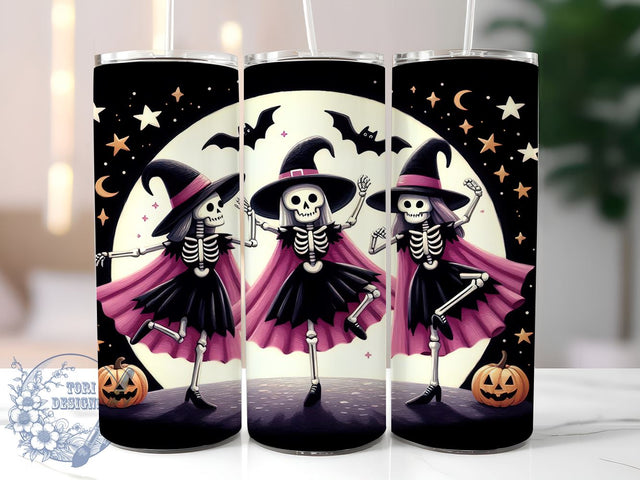 Dancing Skeleton Tumbler, Spooky Season Design, Sublimation PNG, Halloween Decor, Fun Gift, 20 oz Tumbler, Skeleton Art, Halloween Party Sublimation ToriDesigns 