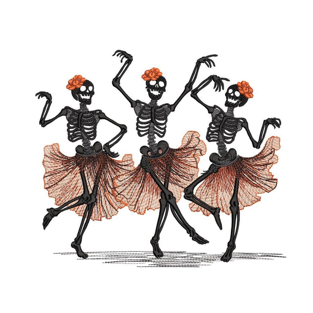 Dancing Skeletons Embroidery Design, Halloween Embroidery Design, 3 sizes, Instant Download Embroidery/Applique DESIGNS Nino Nadaraia 