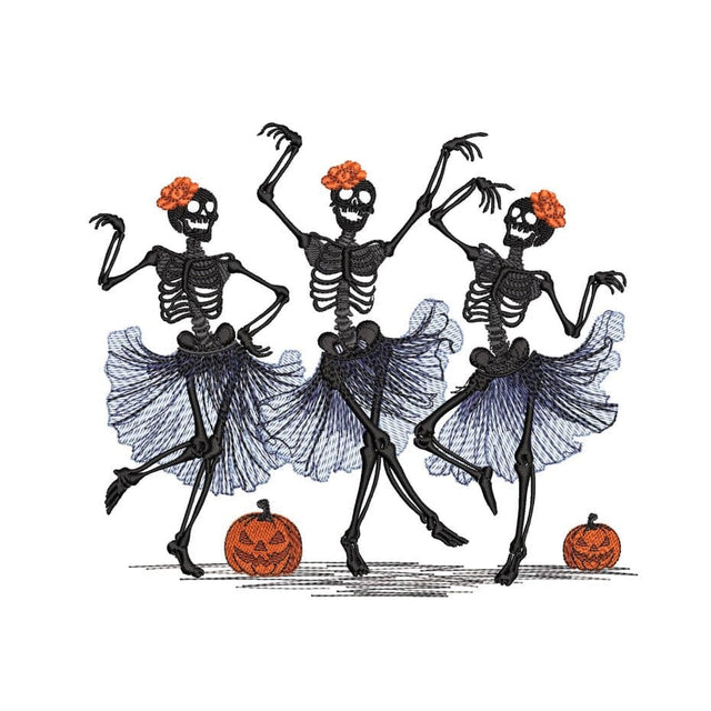 Dancing Skeletons Embroidery Design, Halloween Witches Embroidery Design, 3 sizes, Instant Download Embroidery/Applique DESIGNS Nino Nadaraia 