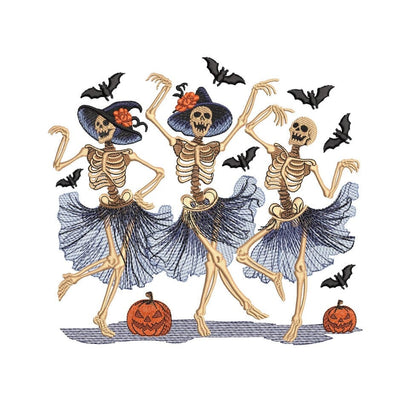 Dancing Skeletons Embroidery Design, Halloween Witches Embroidery Design, 3 sizes, Instant Download SVG Nino Nadaraia 