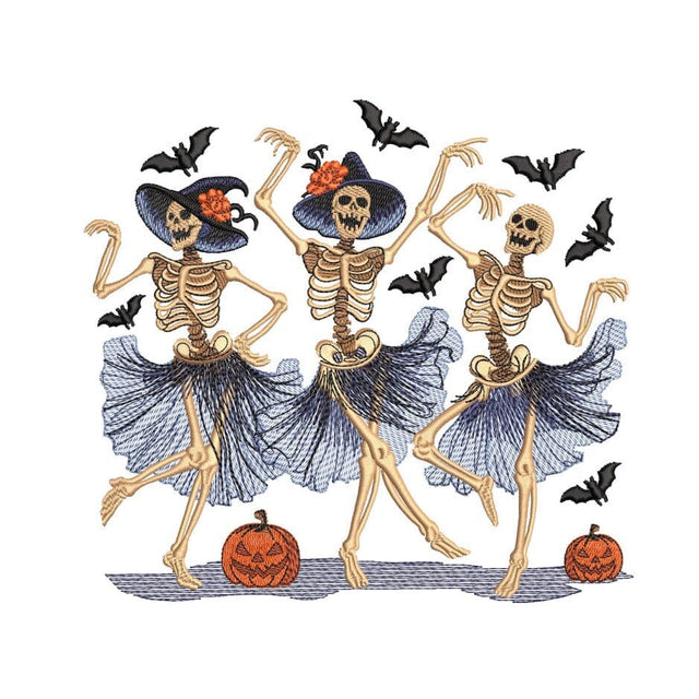 Dancing Skeletons Embroidery Design, Halloween Witches Embroidery Design, 3 sizes, Instant Download SVG Nino Nadaraia 