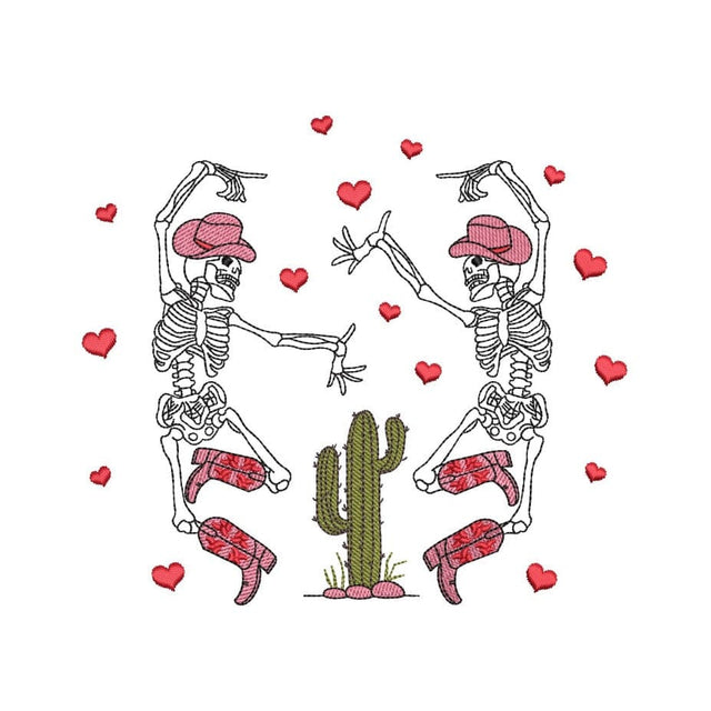 Dancing Skeletons Embroidery Design, Valentine's Day Embroidery Design, 3 sizes Embroidery/Applique DESIGNS Nino Nadaraia 