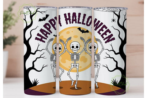 Dancing Skeletons Halloween Tumbler Wrap Sublimation PixelChick 