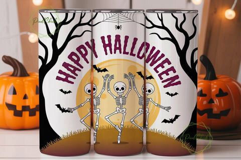 Dancing Skeletons Halloween Tumbler Wrap Sublimation PixelChick 