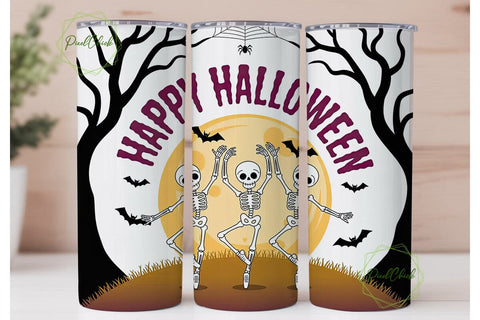Dancing Skeletons Halloween Tumbler Wrap Sublimation PixelChick 