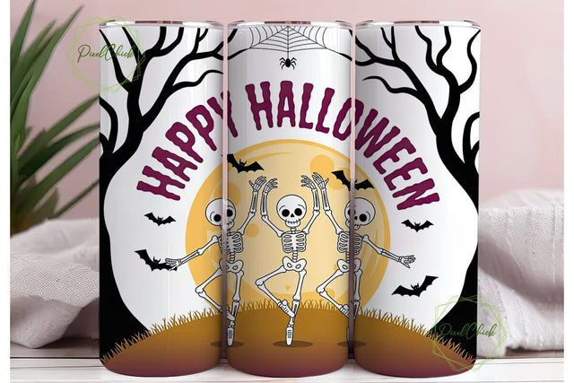 Dancing Skeletons Halloween Tumbler Wrap Sublimation PixelChick 