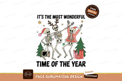 Dancing skeletons holiday celebration christmas festive Sublimation Designangry 