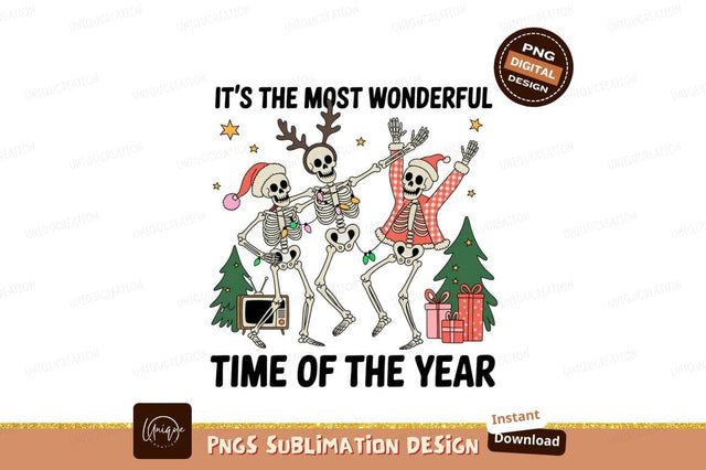 Dancing skeletons holiday celebration christmas festive Sublimation Designangry 