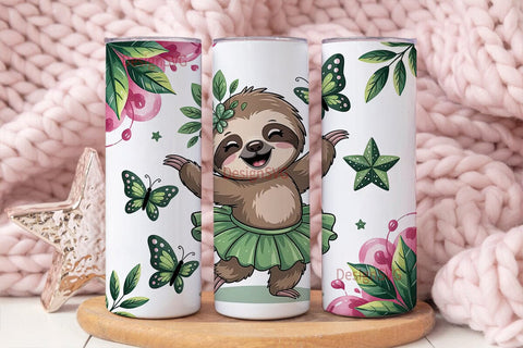Dancing Sloth 20oz Tumbler Wrap Sublimation DesignSVG 