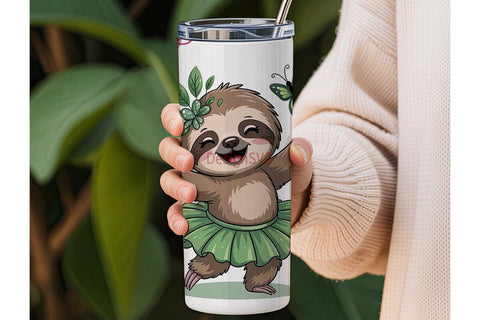 Dancing Sloth 20oz Tumbler Wrap Sublimation DesignSVG 
