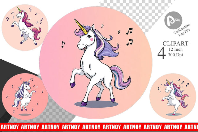 Dancing Unicorn Clipart Sublimation artnoy 