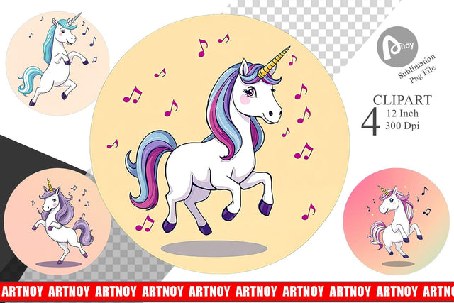 Dancing Unicorn Clipart Sublimation artnoy 