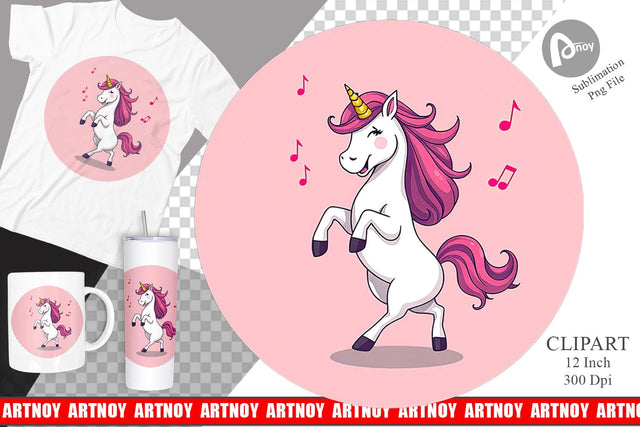 Dancing Unicorn Clipart Sublimation artnoy 