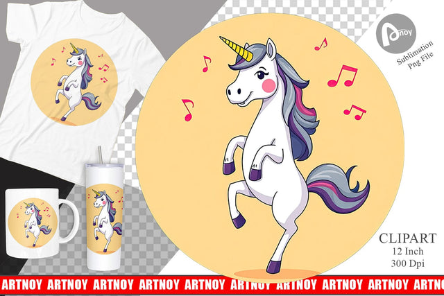 Dancing Unicorn Clipart Sublimation artnoy 