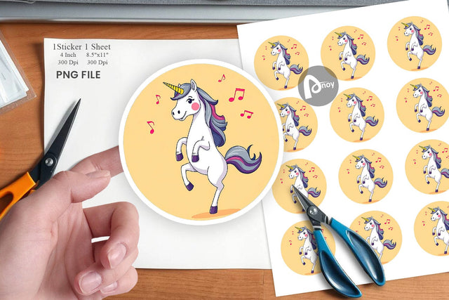 Dancing Unicorn Sticker Sublimation artnoy 