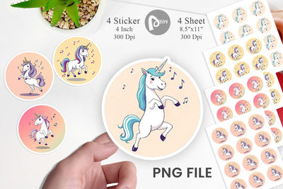 Dancing Unicorn Sticker Sublimation artnoy 