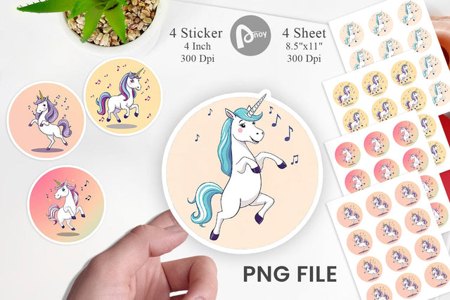 Dancing Unicorn Sticker Sublimation artnoy 