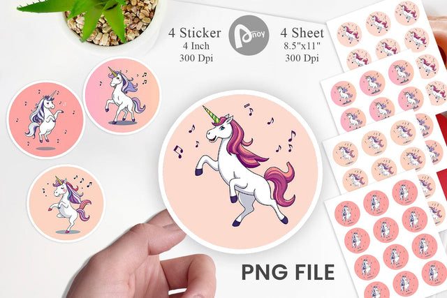 Dancing Unicorn Sticker Sublimation artnoy 