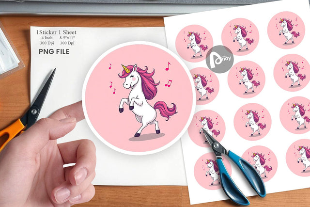 Dancing Unicorn Sticker Sublimation artnoy 