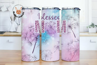 Dandelion Blessed Mom Tumbler PNG, Dandelion Sublimation Tumbler Design, Rainbow Tumbler Wrap, Mama 20 oz Skinny Tumbler Sublimation Rabbitmakies 