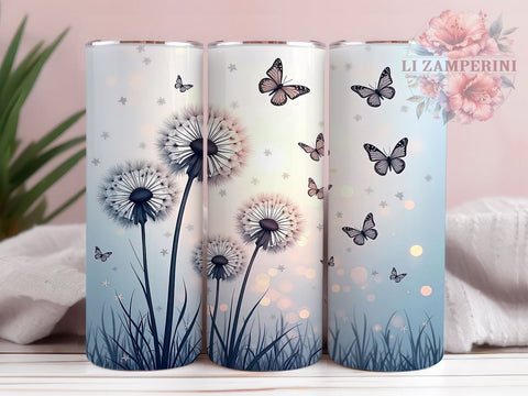 Dandelion Butterfly Nature Art 20oz Tumbler Wrap, Nature Art, Floral Gift, Sublimation Tumbler, Whimsical Decor Sublimation Li Zamperini 