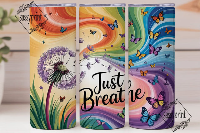 Dandelion Butterfly Rainbow 20oz Tumbler Sublimation sassyprint 