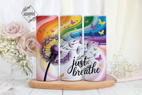 Dandelion Butterfly Rainbow 20oz Tumbler Sublimation sassyprint 