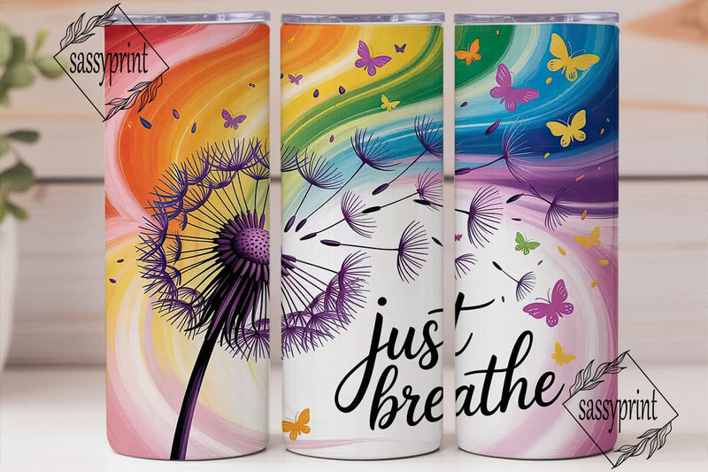 Dandelion Butterfly Rainbow 20oz Tumbler Sublimation sassyprint 