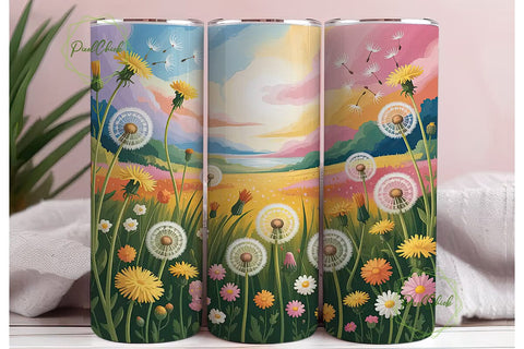 Dandelion Field 20oz Tumbler Wrap Sublimation PixelChick 