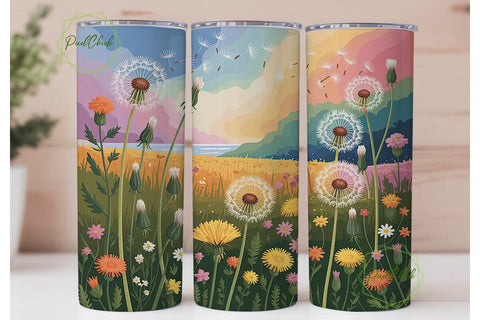 Dandelion Field 20oz Tumbler Wrap Sublimation PixelChick 