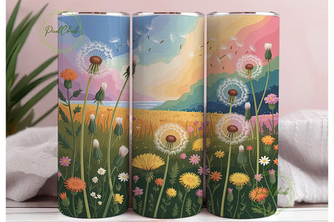 Dandelion Field 20oz Tumbler Wrap Sublimation PixelChick 
