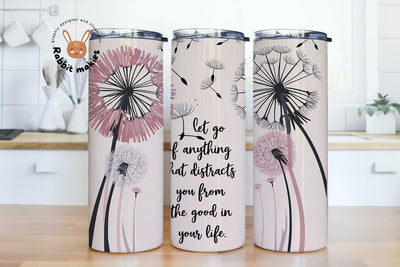 Dandelion Inspirational 20 oz Skinny Tumbler Wrap Sublimation Design Sublimation Rabbitmakies 
