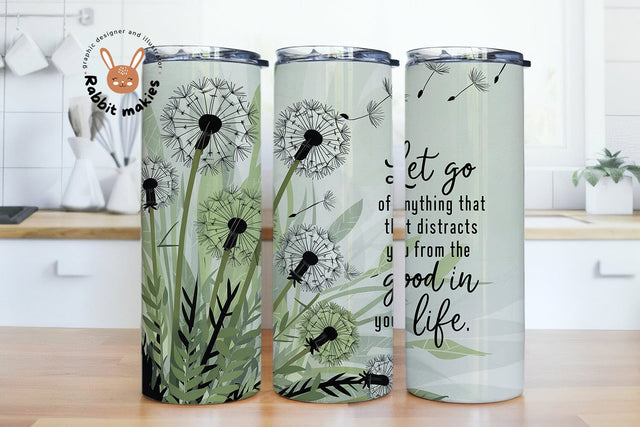 Dandelion Inspirational 20 oz Skinny Tumbler Wrap Sublimation Design Sublimation Rabbitmakies 