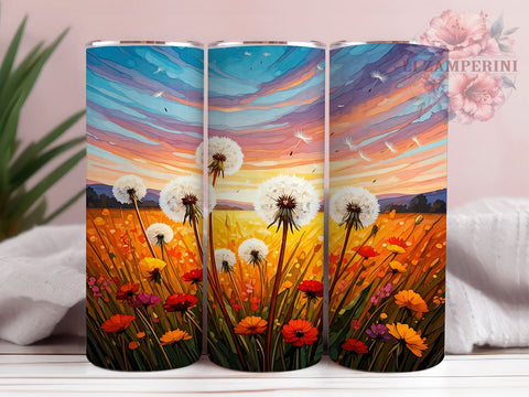 Dandelion Wildflower 20oz Tumbler, Floral Design Tumbler, 20oz Wrap, Sublimation Tumbler, Nature Inspired Gift, Wildflower Tumbler, Botanical Tumbler Design Sublimation Li Zamperini 