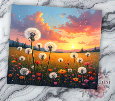 Dandelion Wildflower 20oz Tumbler, Floral Design Tumbler, 20oz Wrap, Sublimation Tumbler, Nature Inspired Gift, Wildflower Tumbler, Botanical Tumbler Design Sublimation Li Zamperini 